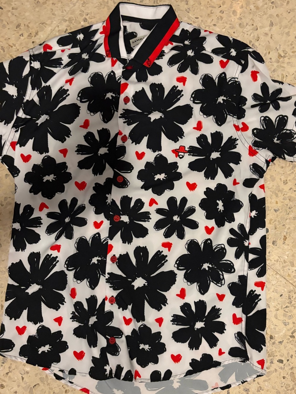 Bundle 3 for $25. Sambarlot Floral Button-Down Shirt with Red Accents. Size L.